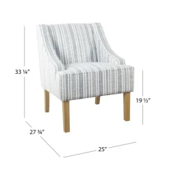 Kirkland's Home Blue Farmhouse Stripe Swoop Accent Chair- Accent Chairs