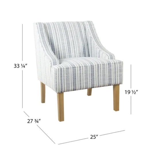 Kirkland's Home Blue Farmhouse Stripe Swoop Accent Chair- Accent Chairs