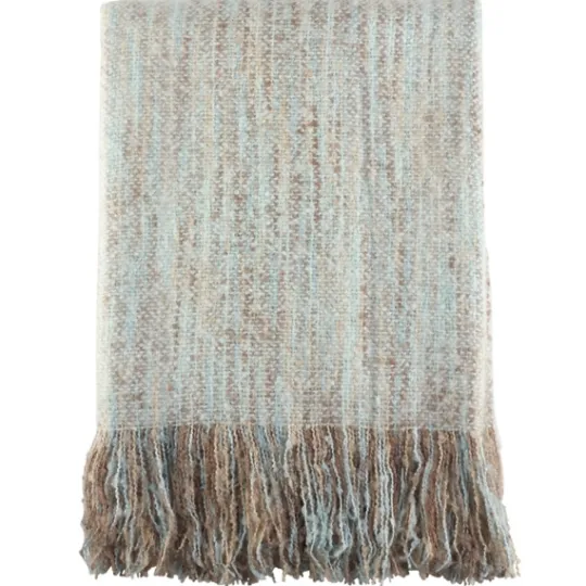 Kirkland's Home Blue Faux Mohair Fringe Throw- Blankets & Throws