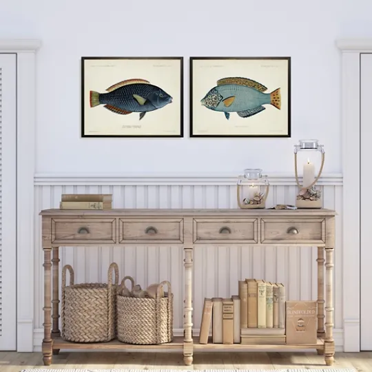 Kirkland's Home Blue Fish Framed Art Prints, Set Of 2- Wall Quotes & Signs