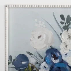 Kirkland's Home Blue Floral Beaded Framed Art Print- Framed Art