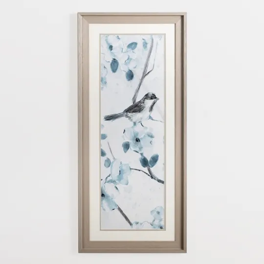 Kirkland's Home Blue Floral Bird I Framed Art Print- Framed Art