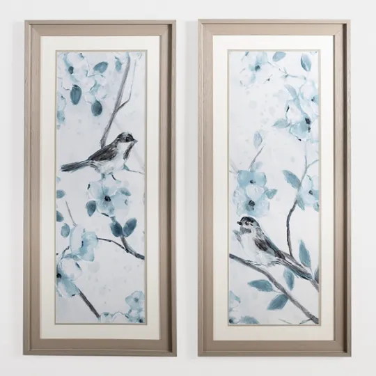 Kirkland's Home Blue Floral Bird I Framed Art Print- Framed Art