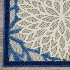 Kirkland's Home Blue Floral Burst Outdoor Area Rug, 6X9- Outdoor Rugs