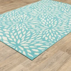 Kirkland's Home Blue Floral Burst Outdoor Area Rug, 6X9- Outdoor Rugs