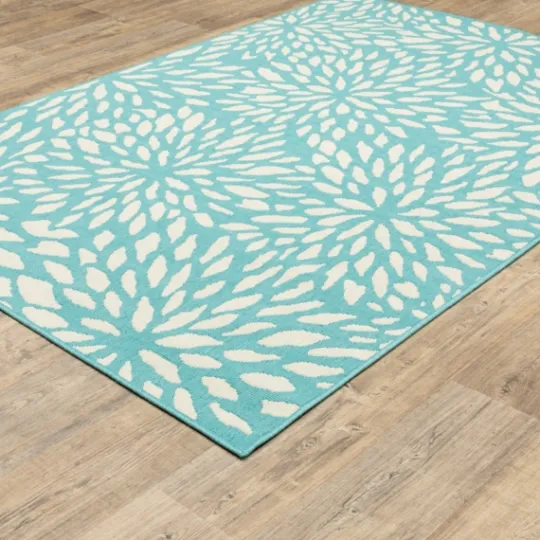 Kirkland's Home Blue Floral Burst Outdoor Area Rug, 5X7- Outdoor Rugs