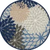 Kirkland's Home Blue Floral Burst Round Outdoor Area Rug, 7X7- Outdoor Rugs