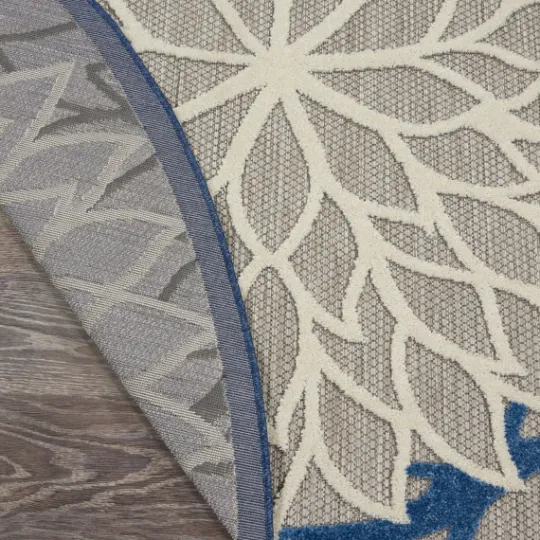 Kirkland's Home Blue Floral Burst Round Outdoor Area Rug, 7X7- Outdoor Rugs