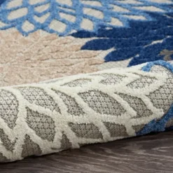 Kirkland's Home Blue Floral Burst Round Outdoor Area Rug, 7X7- Outdoor Rugs