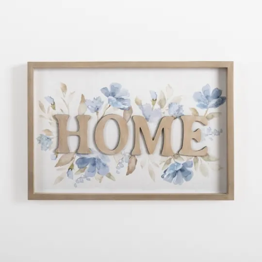 Kirkland's Home Blue Floral Home Wall Plaque- Wall Quotes & Signs