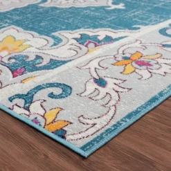 Kirkland's Home Blue Floral Medallion Outdoor Area Rug, 7X9- Outdoor Rugs