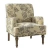 Kirkland's Home Blue Floral Nailhead Trim Upholstered Accent Chair- Accent Chairs