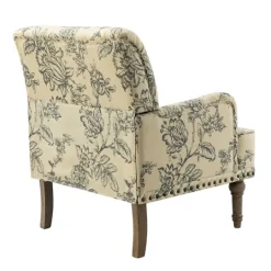 Kirkland's Home Blue Floral Nailhead Trim Upholstered Accent Chair- Accent Chairs