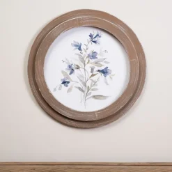 Kirkland's Home Blue Florals Ii Round Framed Art- Framed Art