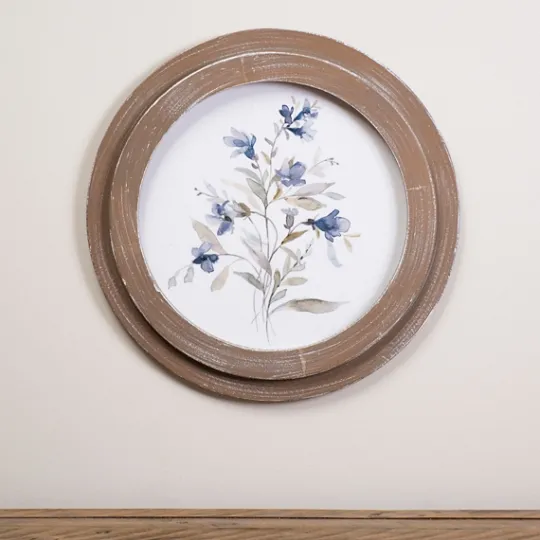 Kirkland's Home Blue Florals Ii Round Framed Art- Framed Art