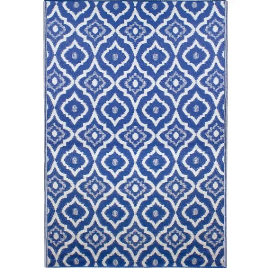 Kirkland's Home Blue Geometric Floral Outdoor Area Rug, 4X6- Outdoor Rugs