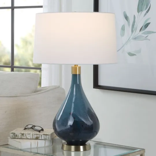 Kirkland's Home Blue Glass Teardrop Table Lamp- Table Lamps