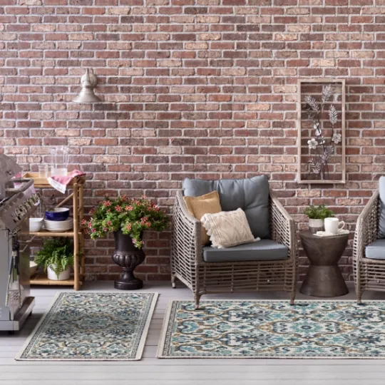 Kirkland's Home Blue Global Ikat Indoor/Outdoor Area Rug, 5X7- Outdoor Rugs