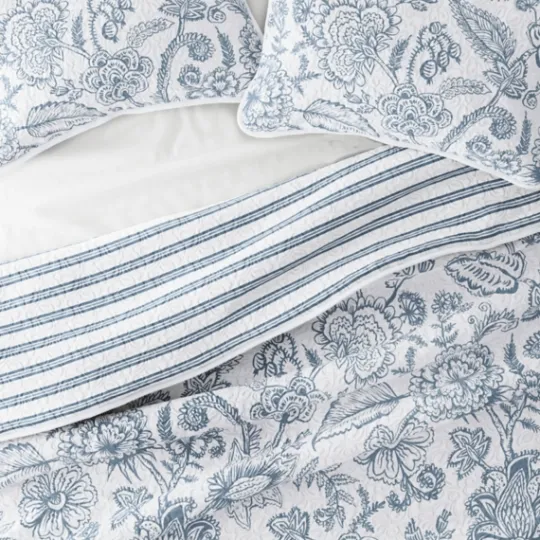 Kirkland's Home Blue Jacobean Reversible 3-Pc. Queen Quilt Set- Quilts
