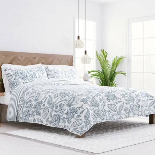 Kirkland's Home Blue Jacobean Reversible 2-Pc. Twin Quilt Set- Quilts