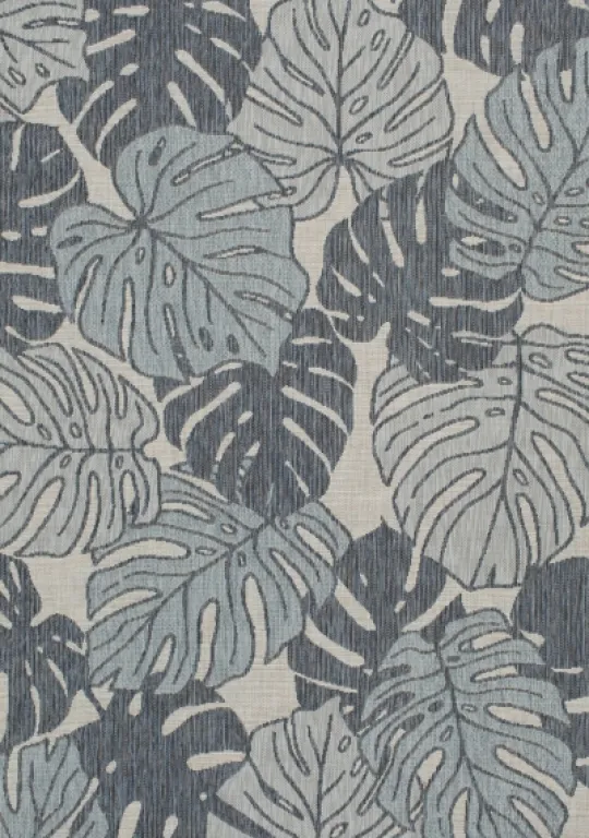 Kirkland's Home Blue Malibu Monstera Outdoor Area Rug, 7X9- Outdoor Rugs