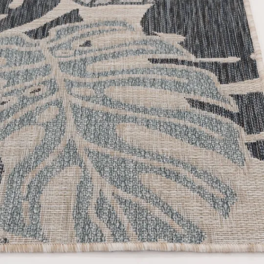 Kirkland's Home Blue Malibu Monstera Outdoor Area Rug, 7X9- Outdoor Rugs