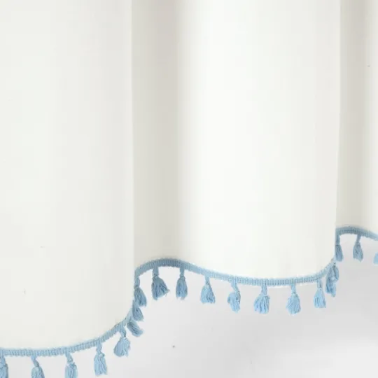 Kirkland's Home Blue Melora Tasseled Border Shower Curtain- Shower Curtains