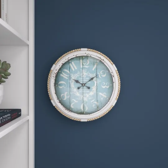 Kirkland's Home Blue Metal And Rope Wall Clock, 17 In.- Clocks
