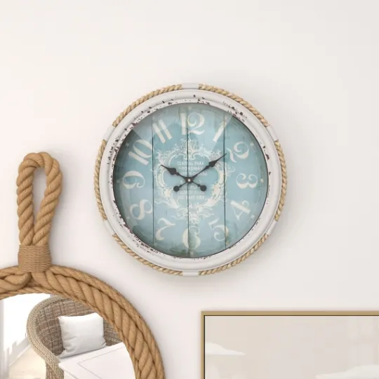 Kirkland's Home Blue Metal And Rope Wall Clock, 17 In.- Clocks