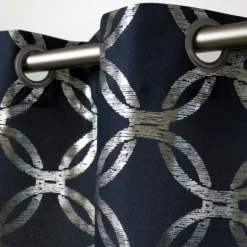 Kirkland's Home Blue Modo Geometric Curtain Panel Set, 96 In.- Curtains & Drapes