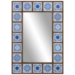 Kirkland's Home Blue Moroccan Tile Framed Mirror- Decorative Mirrors