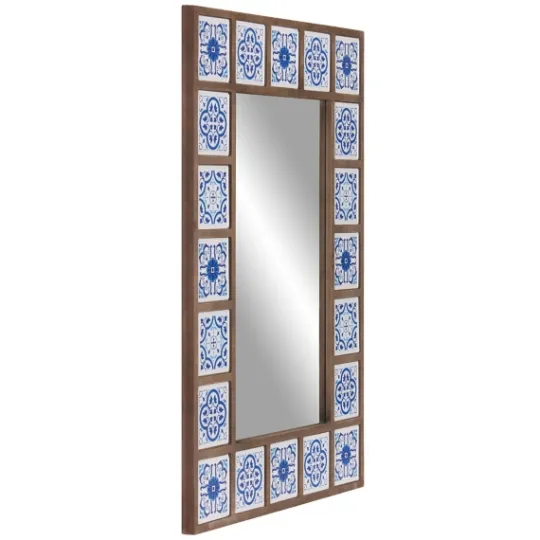 Kirkland's Home Blue Moroccan Tile Framed Mirror- Decorative Mirrors