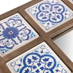 Kirkland's Home Blue Moroccan Tile Framed Mirror- Decorative Mirrors