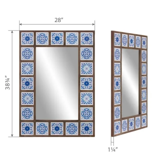 Kirkland's Home Blue Moroccan Tile Framed Mirror- Decorative Mirrors