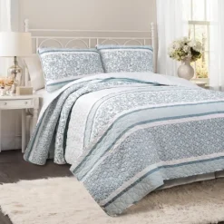 Kirkland's Home Blue Nisha Floral Full/Queen 3-Pc. Quilt Set- Quilts