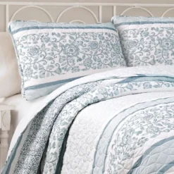 Kirkland's Home Blue Nisha Floral Full/Queen 3-Pc. Quilt Set- Quilts