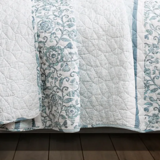 Kirkland's Home Blue Nisha Floral Full/Queen 3-Pc. Quilt Set- Quilts