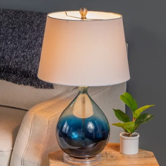 Kirkland's Home Blue Ombre Teardrop Glass Table Lamp- Table Lamps