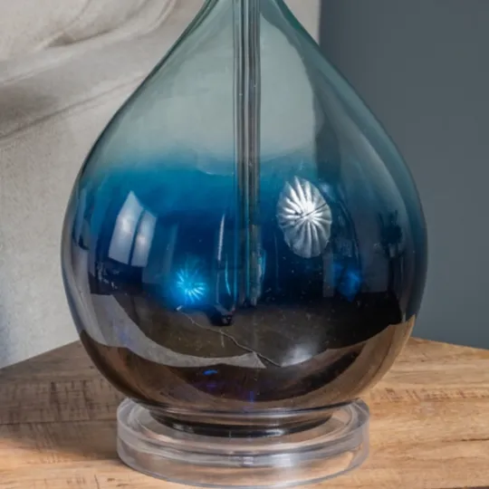 Kirkland's Home Blue Ombre Teardrop Glass Table Lamp- Table Lamps