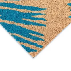 Kirkland's Home Blue Palm Fronds Welcome Coir Doormat- Doormats