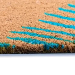 Kirkland's Home Blue Palm Fronds Welcome Coir Doormat- Doormats
