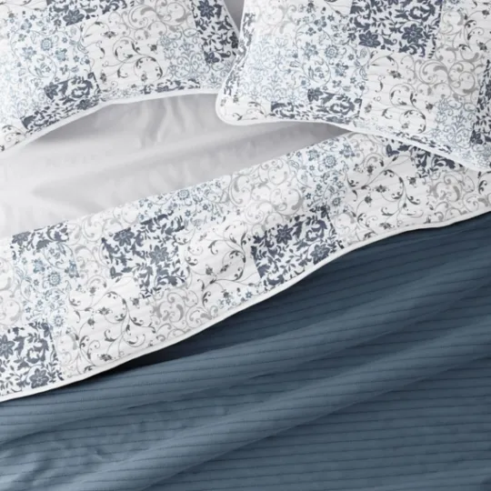 Kirkland's Home Blue Patchwork Reversible 3-Pc. King Quilt Set- Quilts