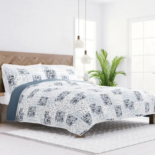 Kirkland's Home Blue Patchwork Reversible 2-Pc. Twin Quilt Set- Quilts