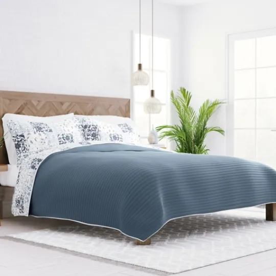 Kirkland's Home Blue Patchwork Reversible 2-Pc. Twin Quilt Set- Quilts