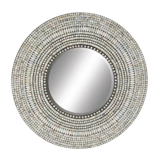 Kirkland's Home Blue Pear Mussel Shell Frame Coastal Wall Mirror- Decorative Mirrors