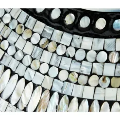 Kirkland's Home Blue Pear Mussel Shell Frame Coastal Wall Mirror- Decorative Mirrors