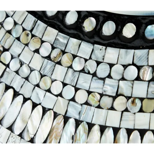 Kirkland's Home Blue Pear Mussel Shell Frame Coastal Wall Mirror- Decorative Mirrors