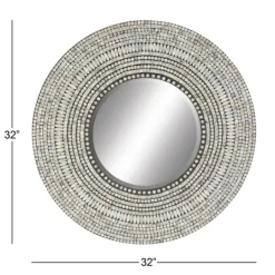 Kirkland's Home Blue Pear Mussel Shell Frame Coastal Wall Mirror- Decorative Mirrors