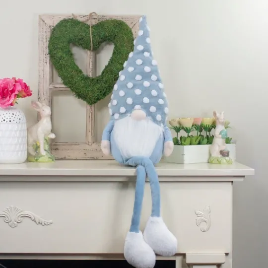 Kirkland's Home Blue Polka Dotted Gnome Shelf Sitter- Statues & Figurines