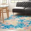 Kirkland's Home Blue Poppies Floral Outdoor Area Rug, 5X7- Outdoor Rugs